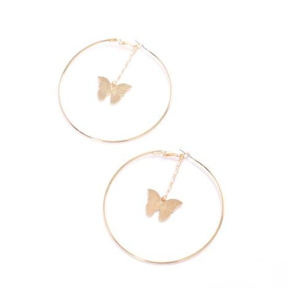 NWT Butterfly Hoop Earrings - Picture 2 of 2